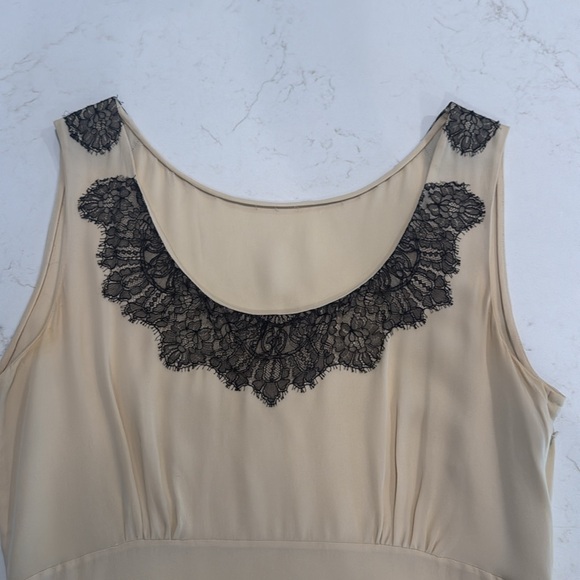 Vintage cream with black lace silk slip dress. Large. Darling. Barely worn. - Picture 3 of 11